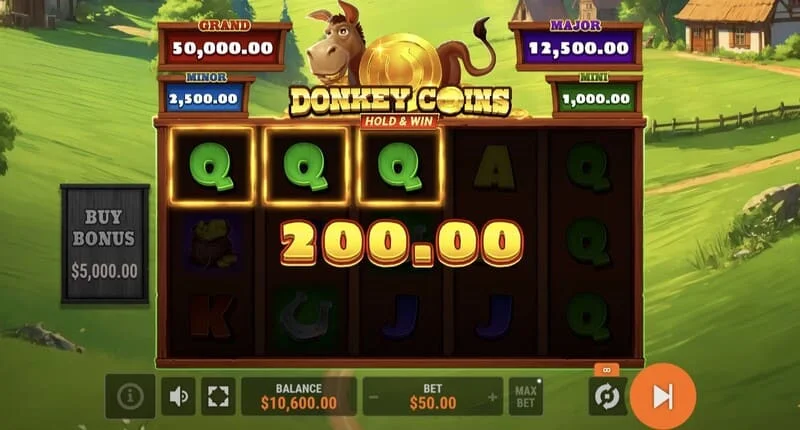 Donkey Coins Hold & Win - attivazione della modalità Hold & Win